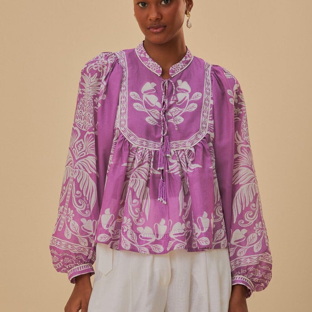 Lilac Sweet Garden Long Sleeve Blouse